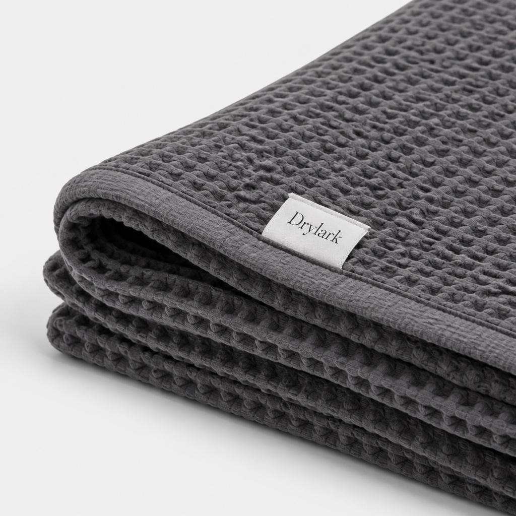 Folded waffle-knit home towel
